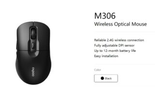 RAPOO M306 2.4 Wireless Optical Mice with Side FWD and Back Buttons. 12 Months Long Battery Life