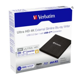 Verbatim External Slim Blue-ray Writer Ultra HD 4K Type-C Connection